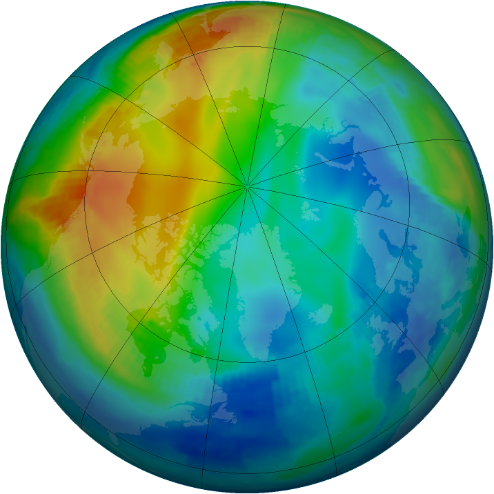 Arctic ozone map for 28 November 1999